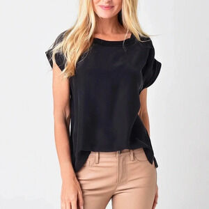 FRAME tee tank top ruffles muscle tank black crewneck oversized